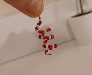 Ciondolo artigianale vintage rosso e bianco