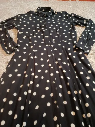 Vestido largo lunares negro y blanco Talla M