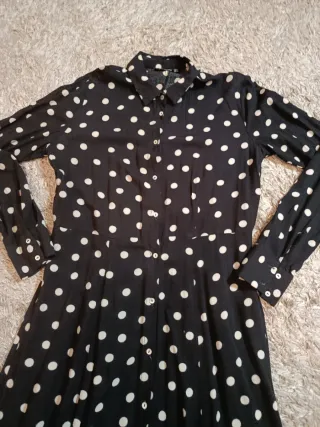 Vestido largo lunares negro y blanco Talla M