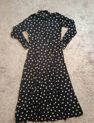 Vestido largo lunares negro y blanco Talla M