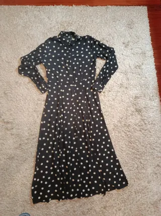 Vestido largo lunares negro y blanco Talla M