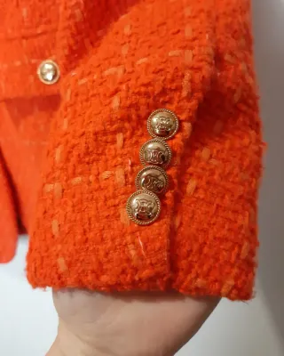Chaqueta y falda tweed naranja