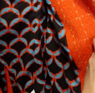 Chaqueta y falda tweed naranja