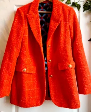 Chaqueta y falda tweed naranja