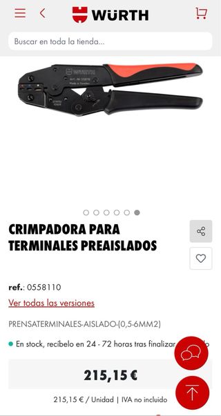 Crimpadora Wurth para terminales