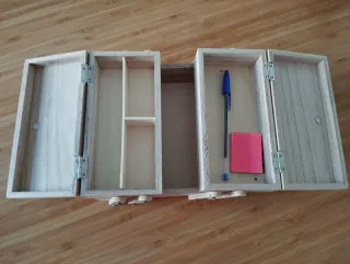 Caja organizadora de madera, costurero, joyero