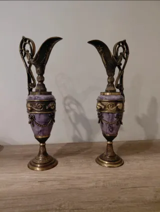 Juego 2 ánfora Antiguos Morados y Bronce