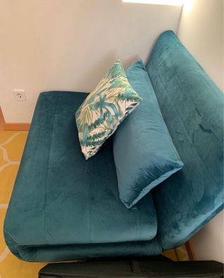 Sofá cama de 1 plaza de terciopelo azul Maison
