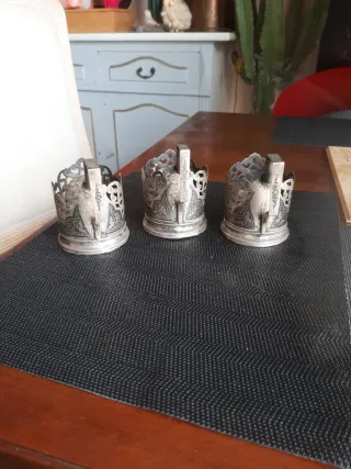 Antichi porta bicchieri in argento fatti a mano