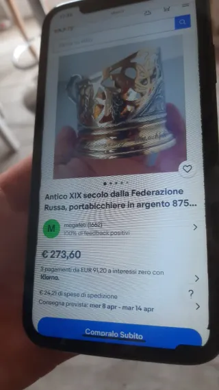 Antichi porta bicchieri in argento sovietico