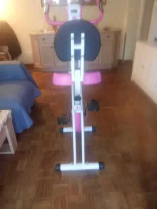 Bicicleta Estática Rosa y Blanca