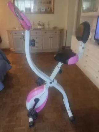 Bicicleta Estática Rosa y Blanca