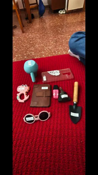 Lote: Cartera, funda móvil, gafas, regadera