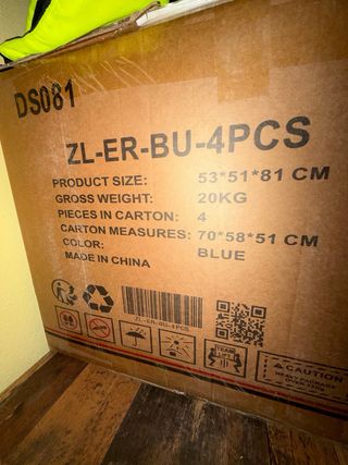 Juego 4 Sillas Terciopelo Azul