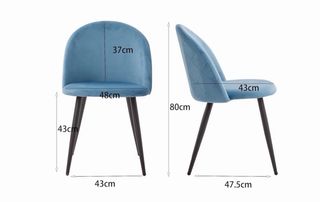 Juego 4 Sillas Terciopelo Azul