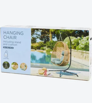 Sedia Sospesa in Rattan e Metallo Nero