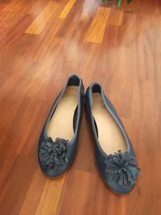 Zapatos planos de piel azul