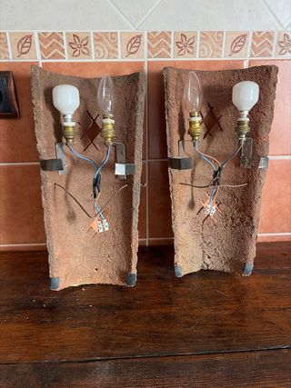 Lámpara ambiente tejas antiguas terracota