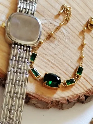 Conjunto Reloj Caryino y Pulsera Verde