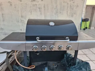 Barbacoa Gas 5 Fogones Negra/Plata