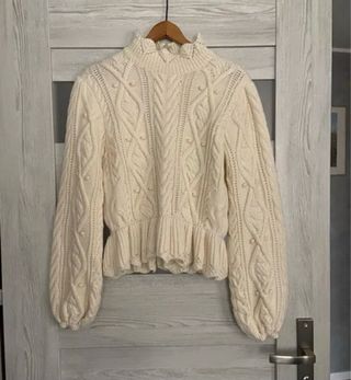 Jersey Zara trenzado blanco