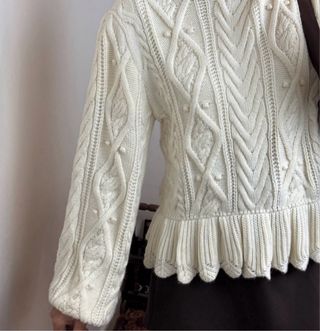 Jersey Zara trenzado blanco