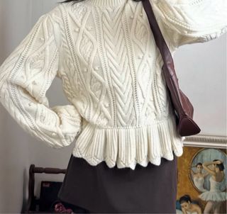 Jersey Zara trenzado blanco