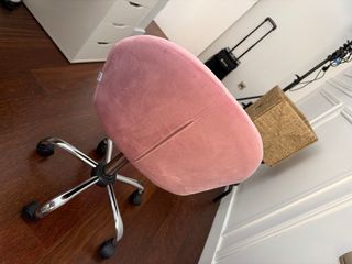Silla Escritorio Tocador Rosa Terciopelo