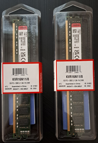 2x Kingston 8GB DDR3 1600MHz RAM