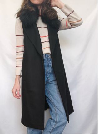 Chaleco largo Zara con cuello de pelo