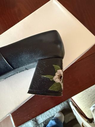 Zapatos Hispanitas Tacón Flores Negro