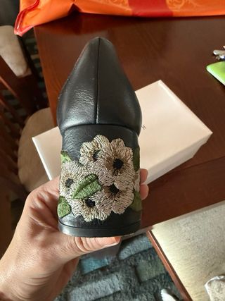 Zapatos Hispanitas Tacón Flores Negro