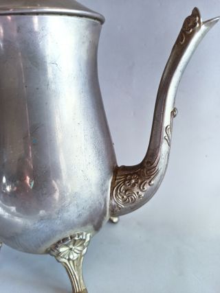 JUEGO DE 4 PIEZAS DE ALPACA + 1 CON BAÑO DE PLATA