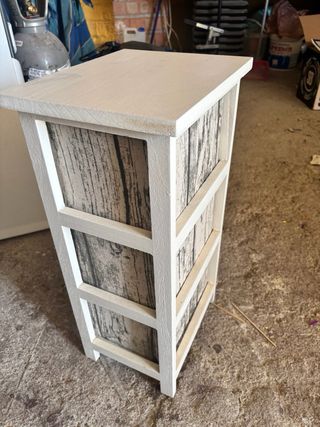 Mueble auxiliar 3 cajones tela y madera