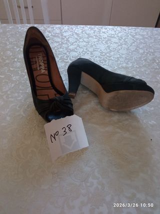 Zapatos Tacon TROPPA Negro Punta Descubierta Talla