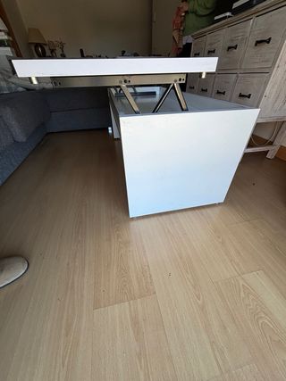 Mesa centro elevable blanca