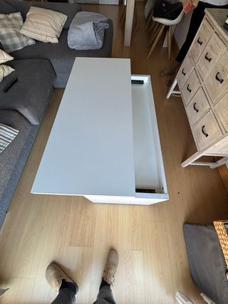 Mesa centro elevable blanca