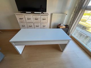 Mesa centro elevable blanca