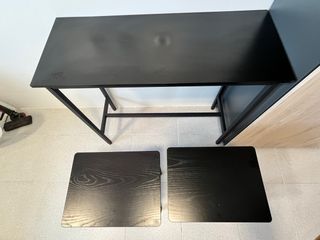 Tavolo alto in legno nero con 2 sgabelli