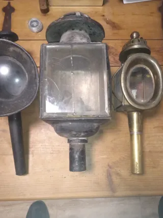 Colección 3 faroles antiguos para carro