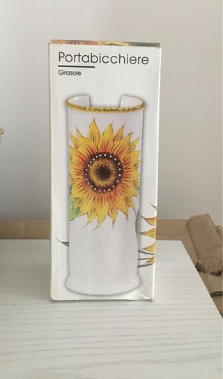 Portabicchieri in ceramica con girasole