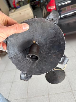 Lámpara rústica hierro forjado cristal