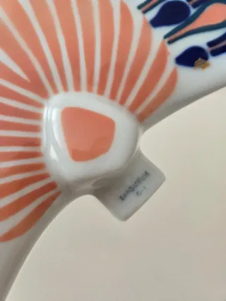 Pavo Real Sargadelos Porcelana Azul Naranja