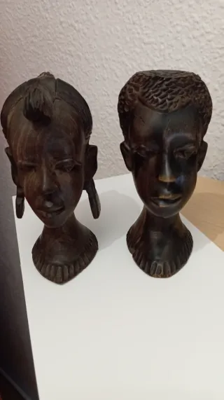 Pareja Figuras Africanas Madera Tallada