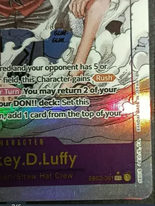 One Piece Tcg Luffy G2 manga olografico fanart