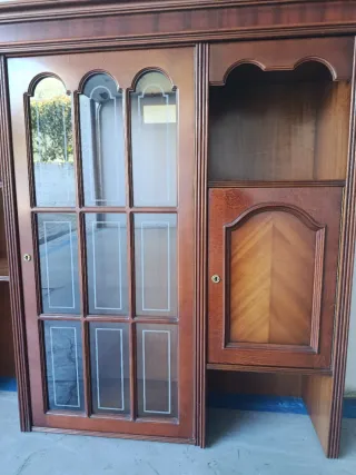 Mueble de salón vintage madera y cristal