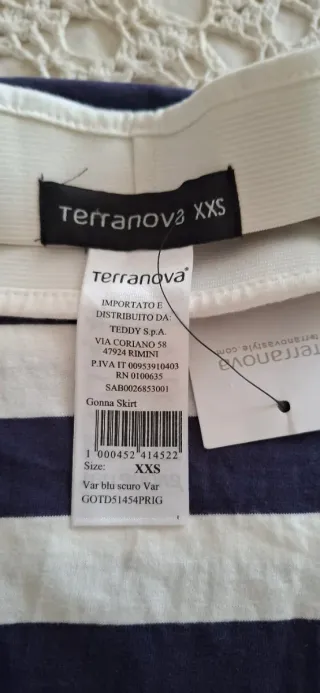 Gonna Terranova righe bianche e blu - Nuova