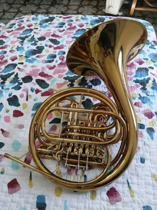 Trompa de latón dorada