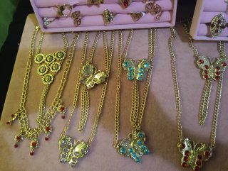 Conjunto Acero 18K Colgantes y Anillo