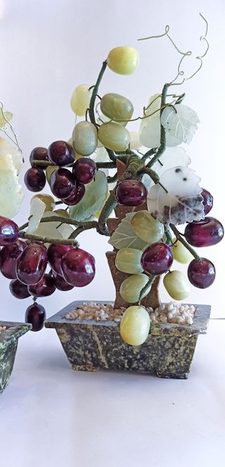 PAREJA DE BONSÁIS DE JADE (piedra tallada)